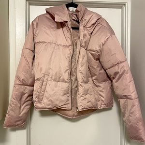 Pink Cropped Puffer